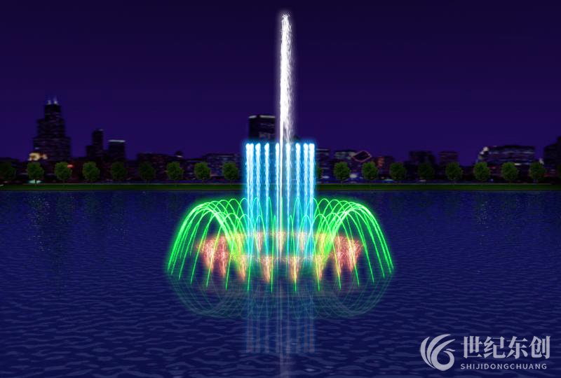 北京棕榈滩别墅人工湖水景喷泉设计方案